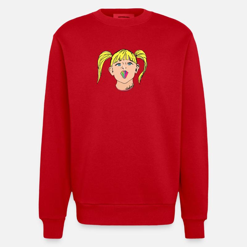 aus der Serie "Freches Mädchen" - Heavyweight Oversized Organic Crew Neck Made in EU - Rot