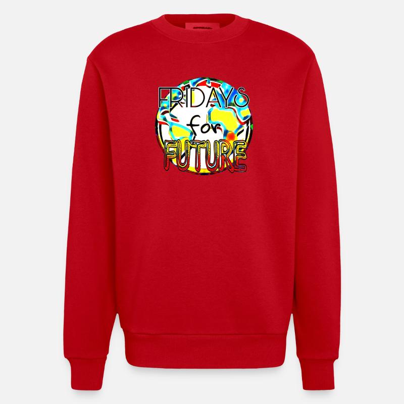 Klimaschutz Statement Farbenkunst - Heavyweight Oversized Organic Crew Neck Made in EU - Rot