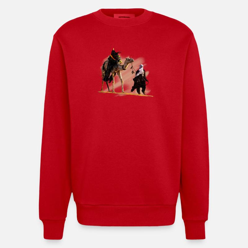 Beduin mit Kamel - Heavyweight Oversized Organic Crew Neck Made in EU - Rot