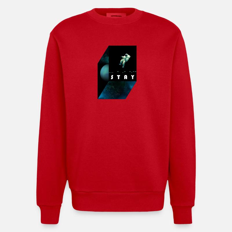 stay / morse code - Heavyweight Oversized Organic Crew Neck Made in EU - red