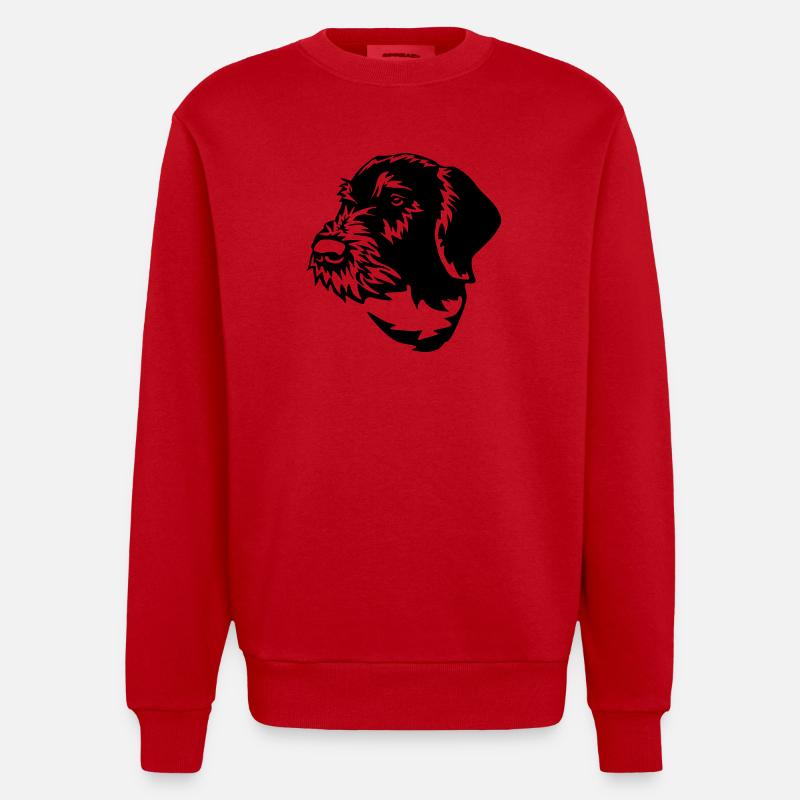 German Wirehaired Pointer - Heavyweight Oversized Organic Crew Neck Made in EU - red