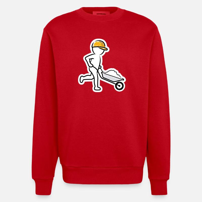Bauarbeiter mit Schubkarre - Heavyweight Oversized Organic Crew Neck Made in EU - Rot