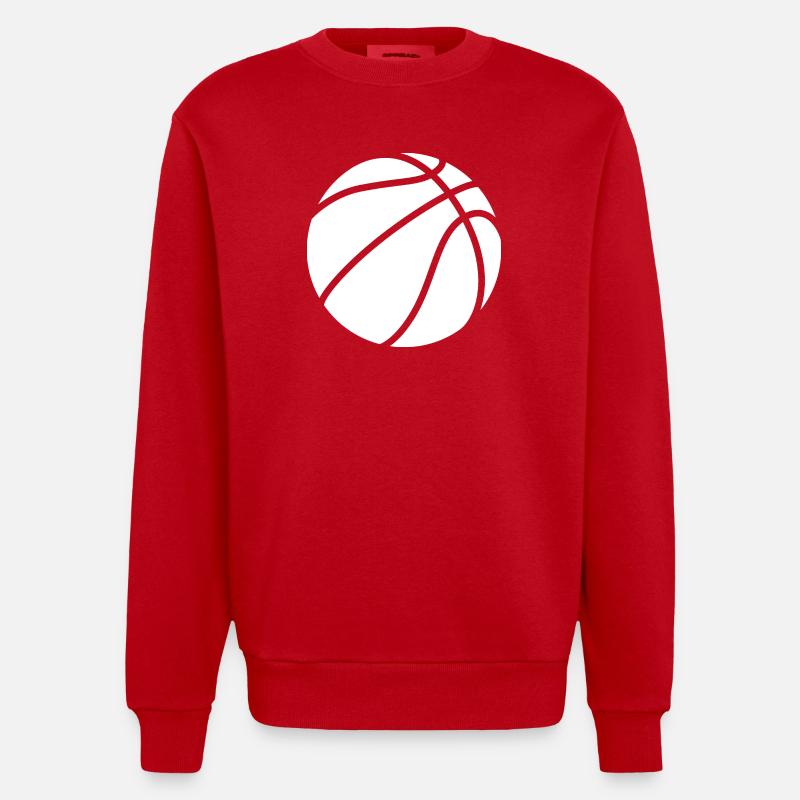 Koripallologo valkoinen - Heavyweight Oversized Organic Crew Neck Made in EU - punainen