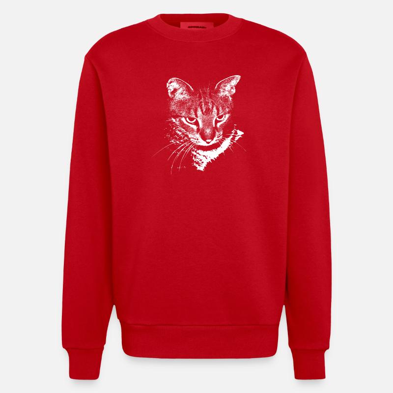 Katze Kätzchen Katzenshirt Geschenk - Heavyweight Oversized Organic Crew Neck Made in EU - Rot