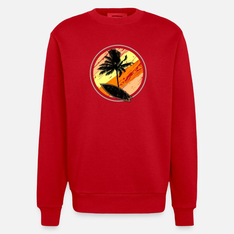 Beach Surf Sun - Sweat bio épais oversize fabriqué en UE - rouge