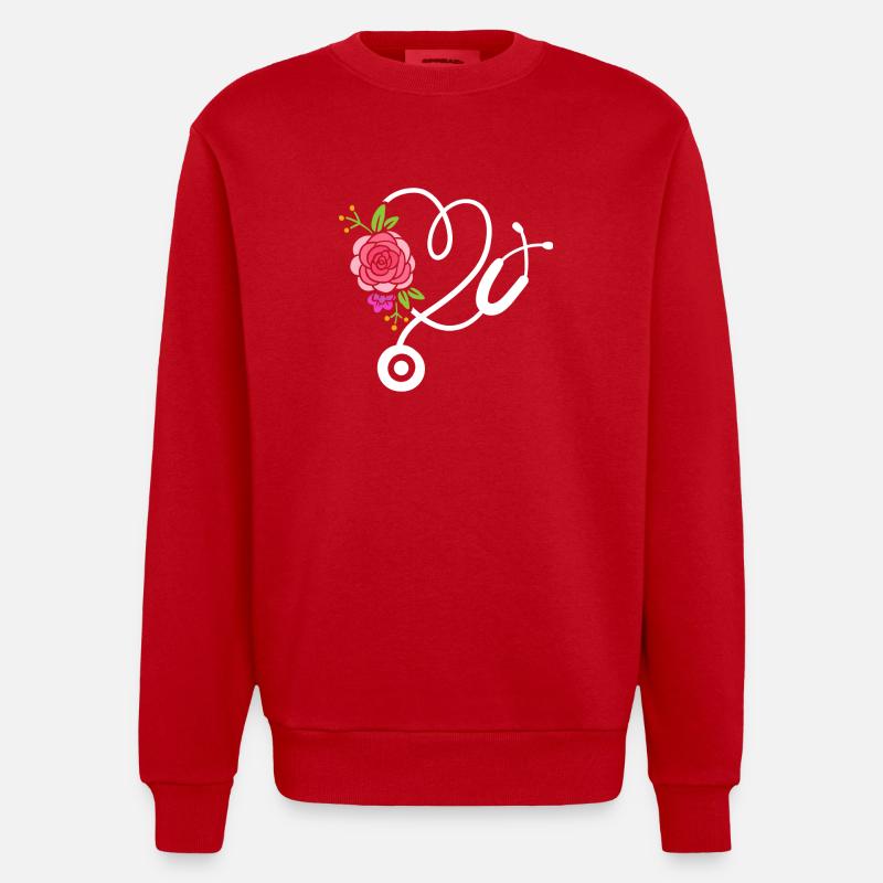 Stéthoscope Médecin Infirmière - Sweat bio épais oversize fabriqué en UE - rouge
