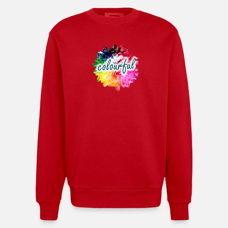 Regenbogenblume Farbexplosion - Heavyweight Oversized Organic Crew Neck Made in EU - Rot
