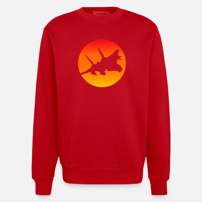 F-14 Tomcat Düsenjäger - Heavyweight Oversized Organic Crew Neck Made in EU - Rot