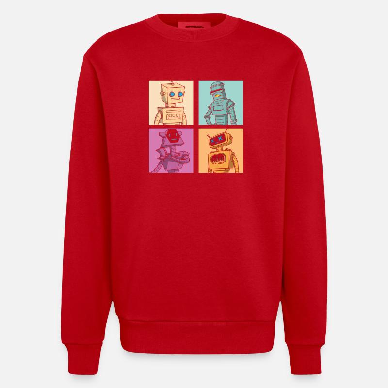 Roboter Robot - Heavyweight Oversized Organic Crew Neck Made in EU - Rot