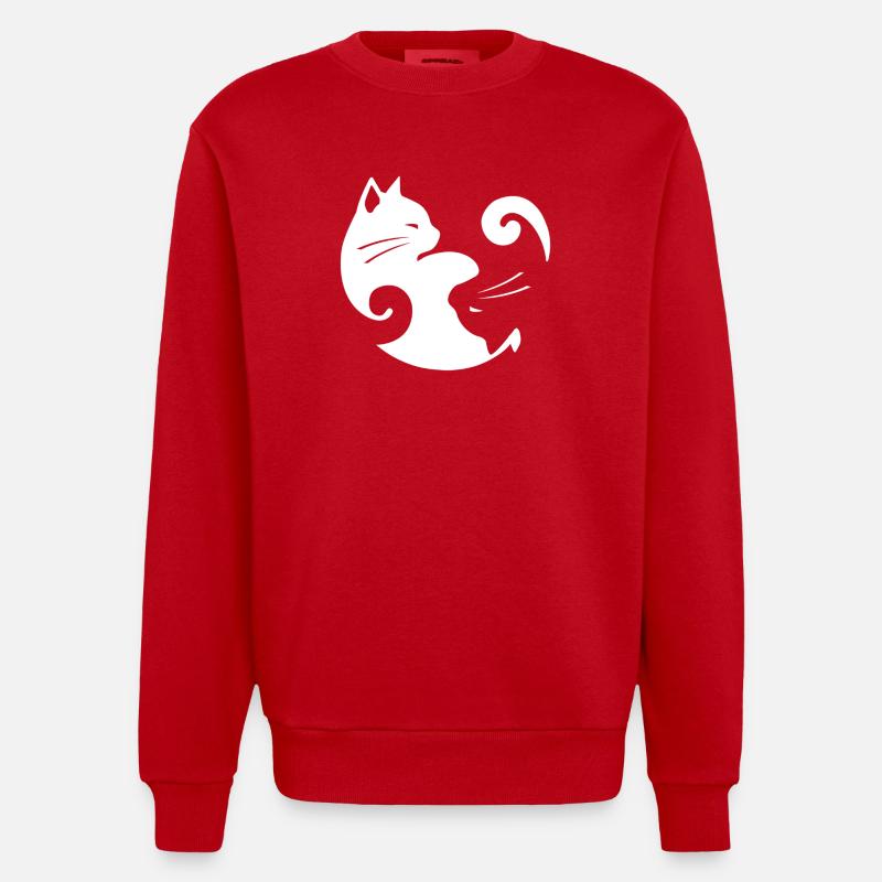 Équilibre du chat Yin Yang - Sweat bio épais oversize fabriqué en UE - rouge