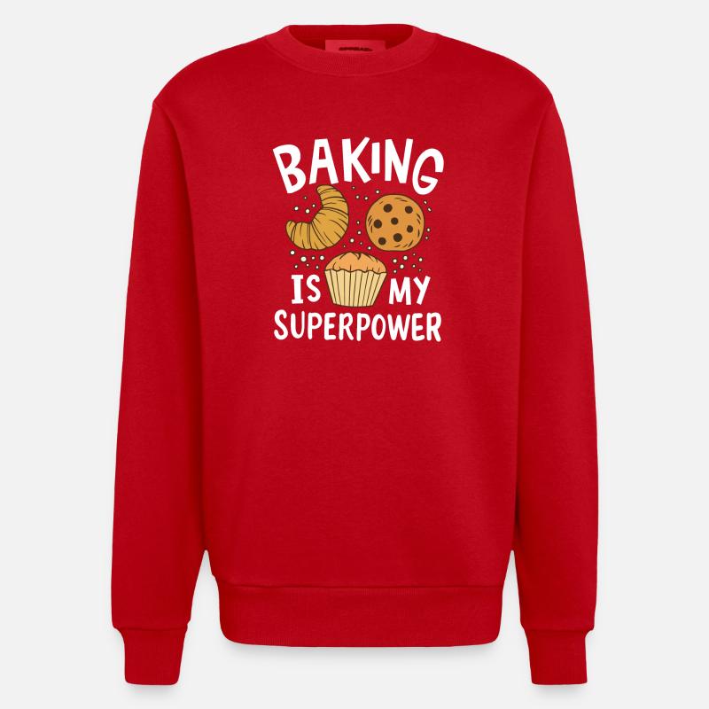 Backen Bäcker - Heavyweight Oversized Organic Crew Neck Made in EU - Rot