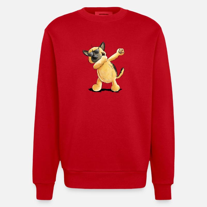 Dab Dance Deutscher Schäferhund - Heavyweight Oversized Organic Crew Neck Made in EU - Rot