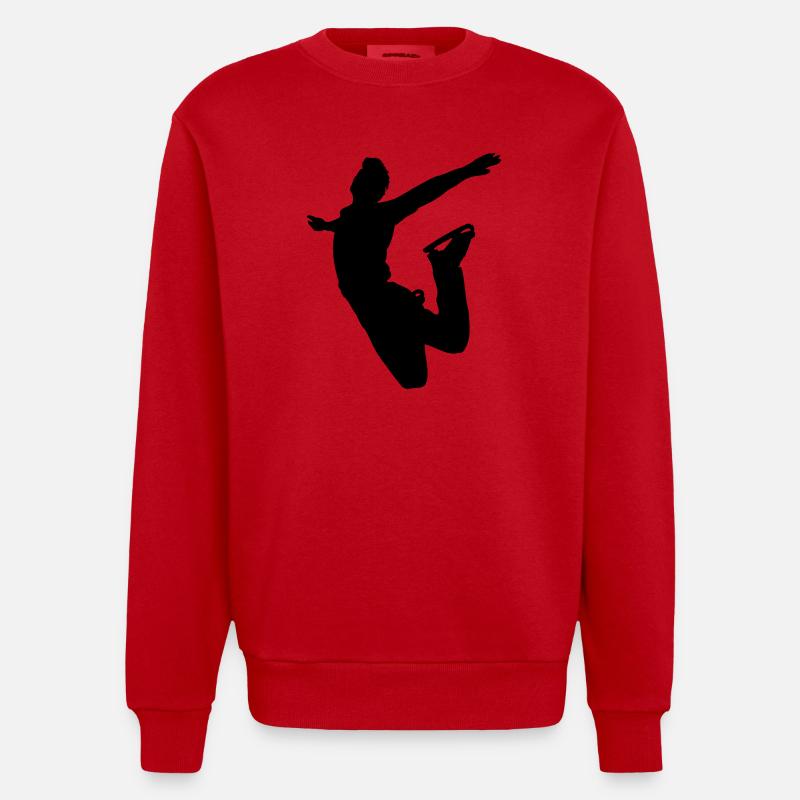 Schattenbild des springenden Eiskunstläufers - Heavyweight Oversized Organic Crew Neck Made in EU - Rot