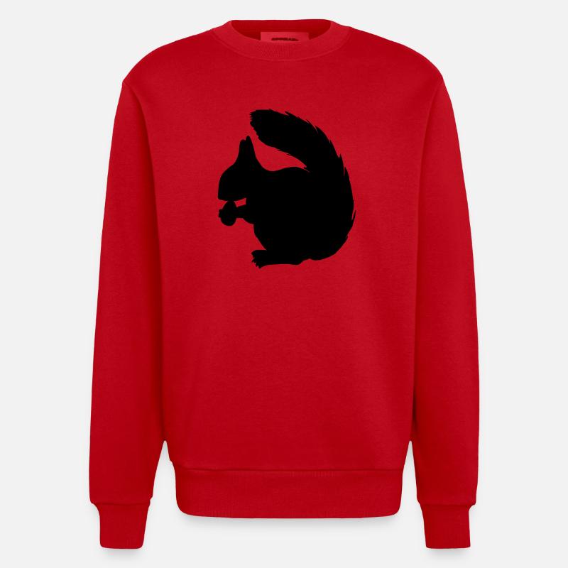 Eichhörnchen mit Nussschattenfigur - Heavyweight Oversized Organic Crew Neck Made in EU - Rot