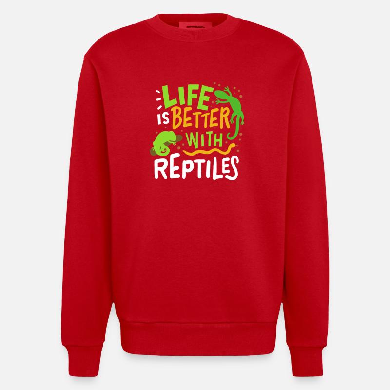 Reptilien Eidechse - Heavyweight Oversized Organic Crew Neck Made in EU - Rot