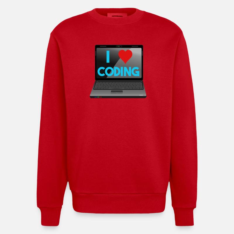Programmation, programmeurs, informaticiens - Sweat bio épais oversize fabriqué en UE - rouge