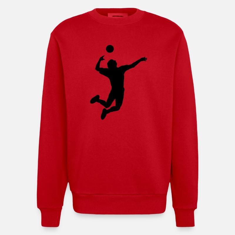 Volleyball gesprungen Schlag oder Service - Heavyweight Oversized Organic Crew Neck Made in EU - Rot