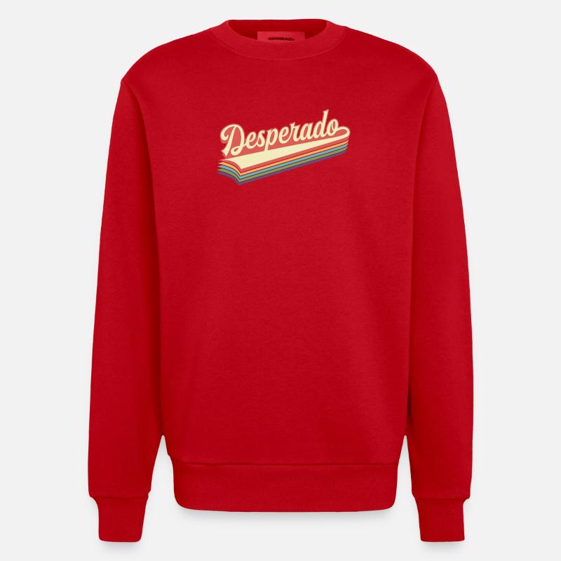 Texte rétro de Desperado - Sweat bio épais oversize fabriqué en UE - rouge