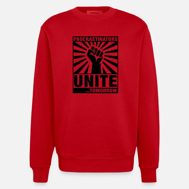 Procrastinators Unite - Heavyweight Oversized Organic Crew Neck Made in EU - red