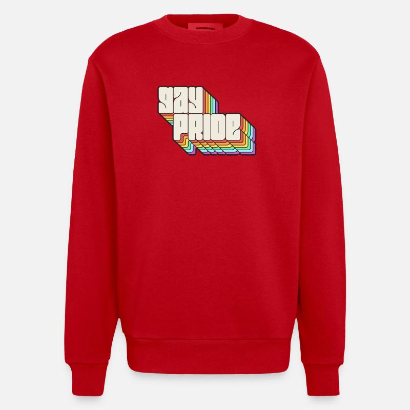 Gay Pride Rainbow Shadow Statement - Heavyweight Oversized Organic Crew Neck Made in EU - red