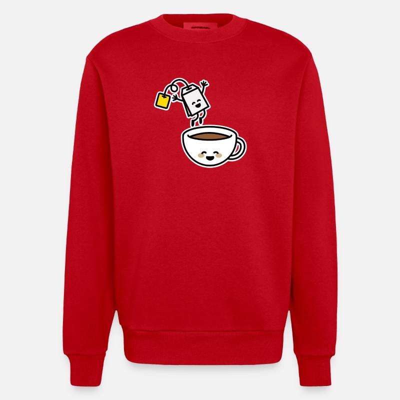 Teebeutel Tee Teetasse Teetrinker Teeliebhaber - Heavyweight Oversized Organic Crew Neck Made in EU - Rot