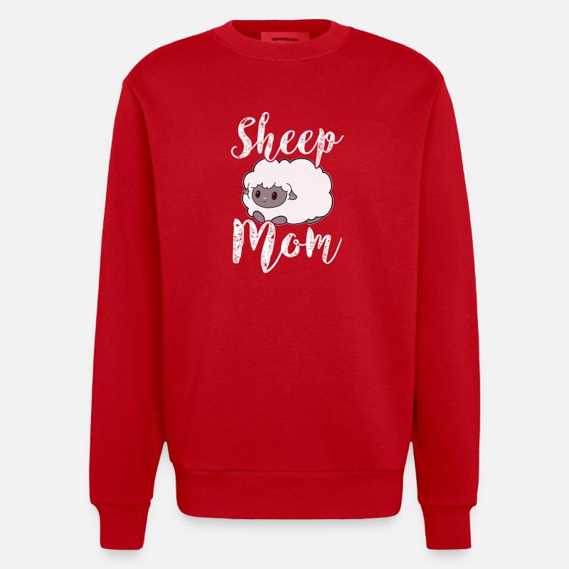 Schaf Schafe Mama Mutter - Heavyweight Oversized Organic Crew Neck Made in EU - Rot