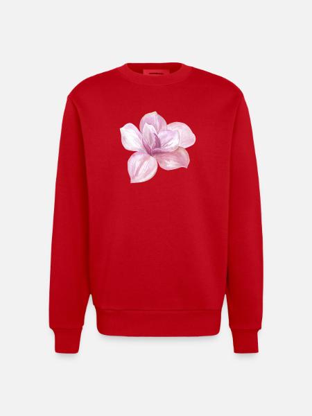 flower - Heavyweight Oversized Organic Crew Neck Made in EU - red
