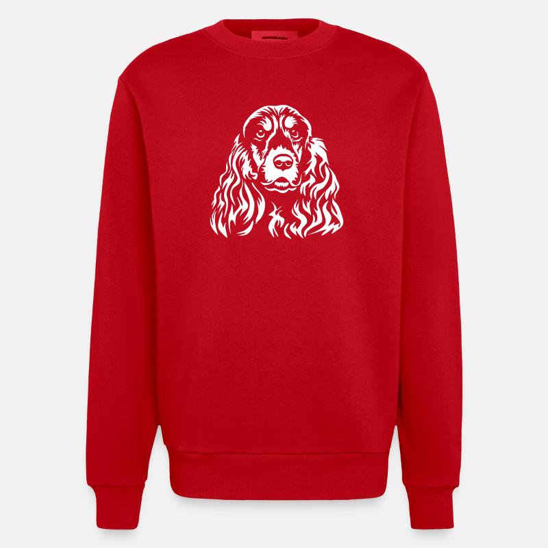 Cocker Spaniel Kopf "Black Edition" - Heavyweight Oversized Organic Crew Neck Made in EU - Rot