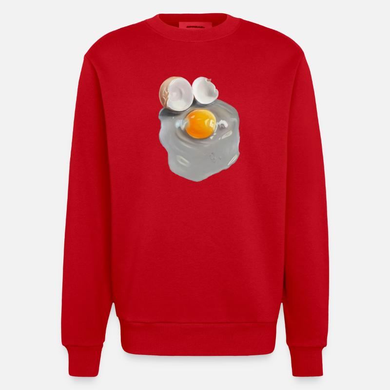 Eierbild im Grau-Abstrakt - Heavyweight Oversized Organic Crew Neck Made in EU - Rot