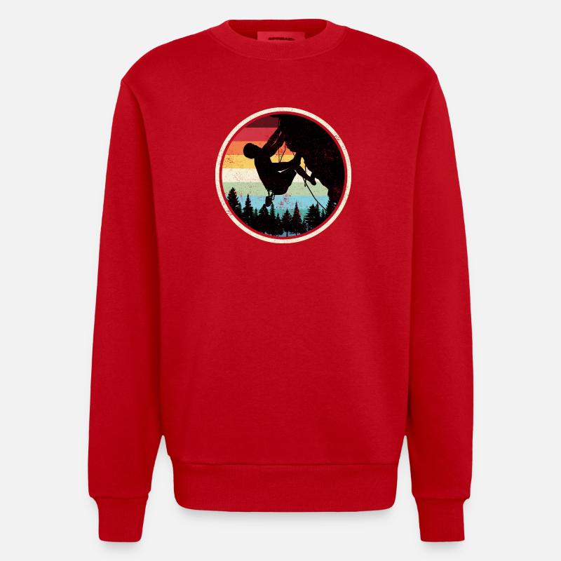 Rainbow Forest Climber Silhouette - Heavyweight Oversized Organic Crew Neck Made in EU - red