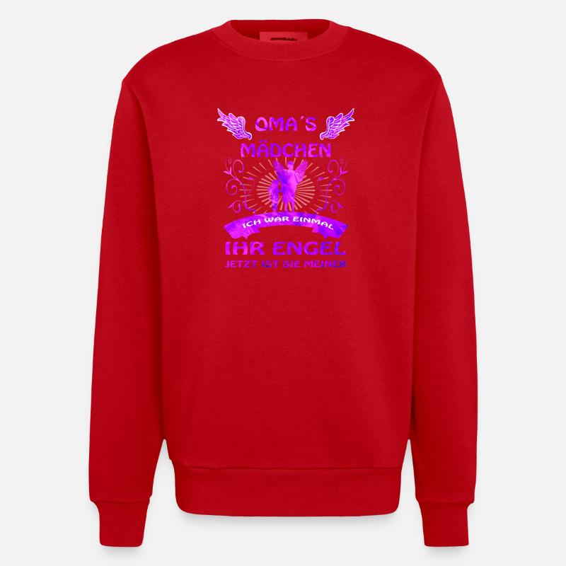 Omas Mädchen Engel Erinnerung - Heavyweight Oversized Organic Crew Neck Made in EU - Rot