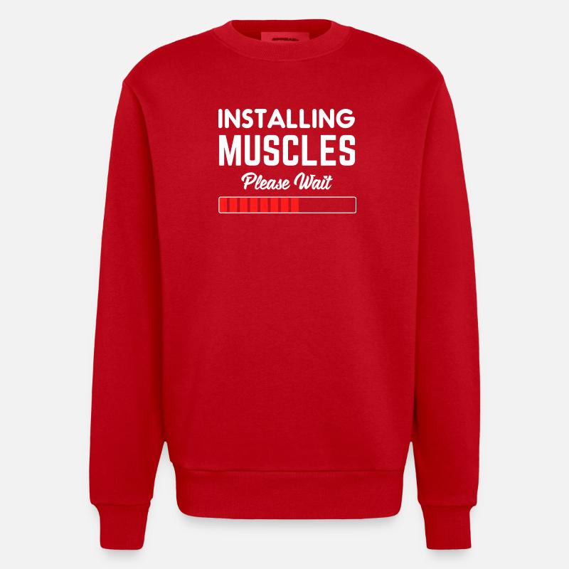 Installing Muscles Please Wait - Sweat bio épais oversize fabriqué en UE - rouge