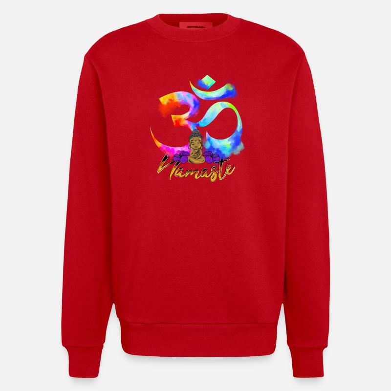 Namaste-Bogen-Iris-Buddha - Heavyweight Oversized Organic Crew Neck Made in EU - Rot