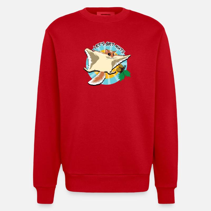 Fliegendes Eichhörnchen - Let es Get Nuts - Heavyweight Oversized Organic Crew Neck Made in EU - Rot