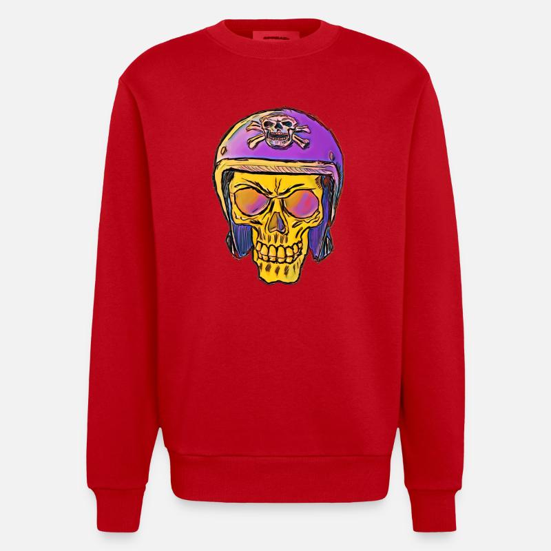 Totenkopf Mit Skullhelm - Heavyweight Oversized Organic Crew Neck Made in EU - Rot