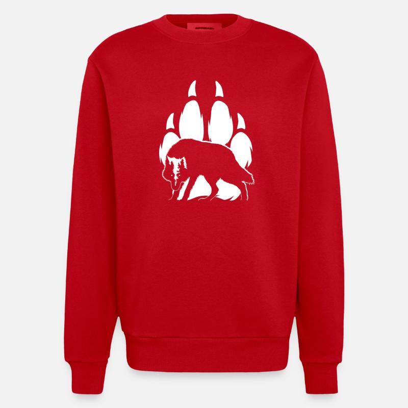 Silhouette und Wolfspfote - Heavyweight Oversized Organic Crew Neck Made in EU - Rot