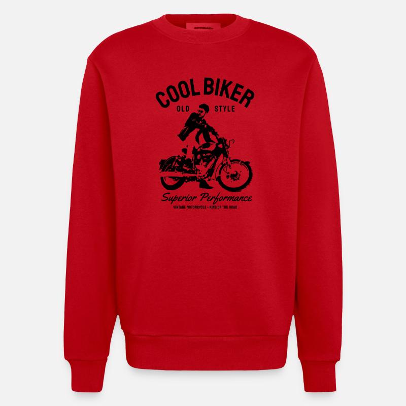 Biker design moto - Sweat bio épais oversize fabriqué en UE - rouge