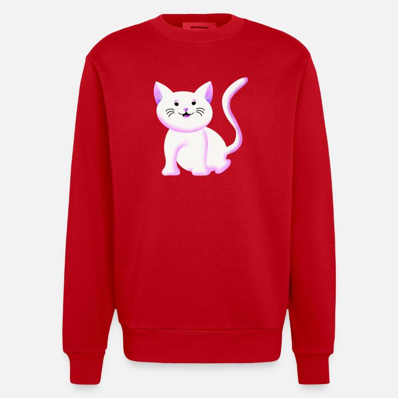 Chaton mignon | Chat | Cadeau - Sweat bio épais oversize fabriqué en UE - rouge