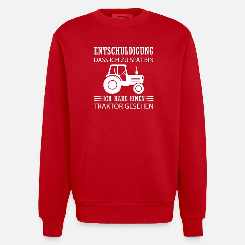 Ich habe einen Traktor gesehen - Heavyweight Oversized Organic Crew Neck Made in EU - Rot