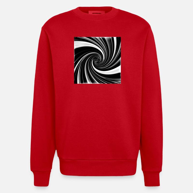 Black and white vortex - Heavyweight Oversized Organic Crew Neck Made in EU - red