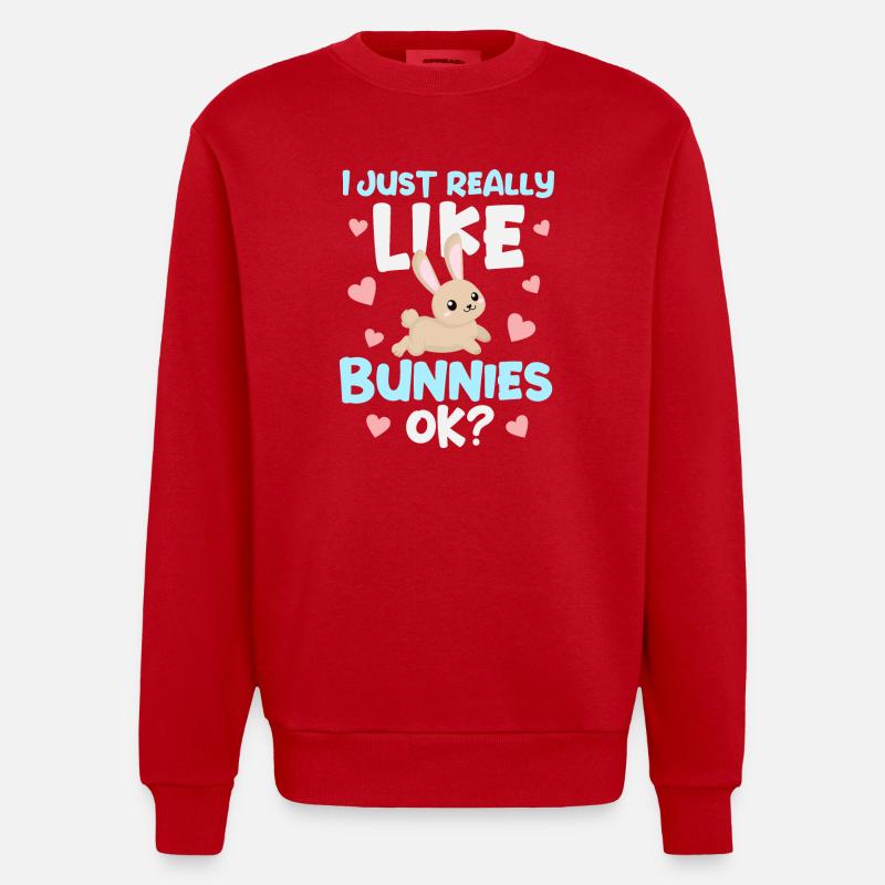 Rabbit Rabbit - Heavyweight Oversized Organic Crew Neck Made in EU - red