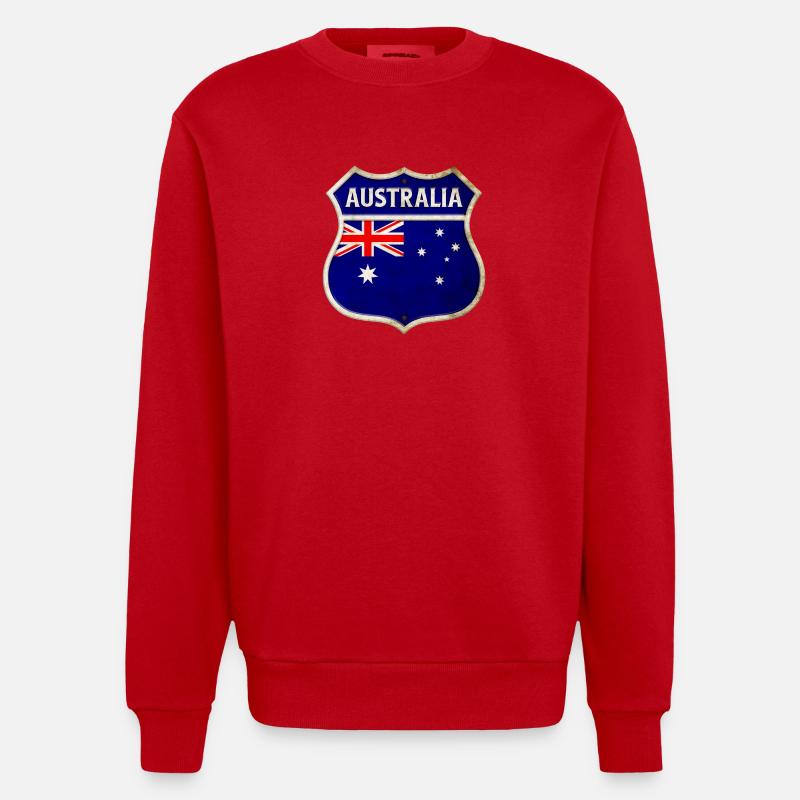 Australien Wappen Flaggen Design - Heavyweight Oversized Organic Crew Neck Made in EU - Rot