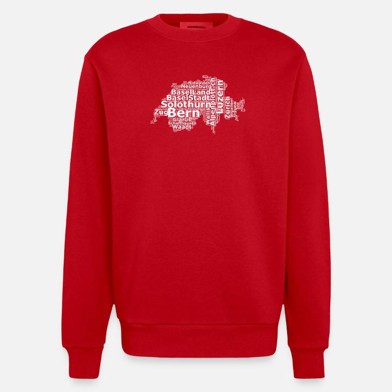 Suisse dialecte blanc - Sweat bio épais oversize fabriqué en UE - rouge