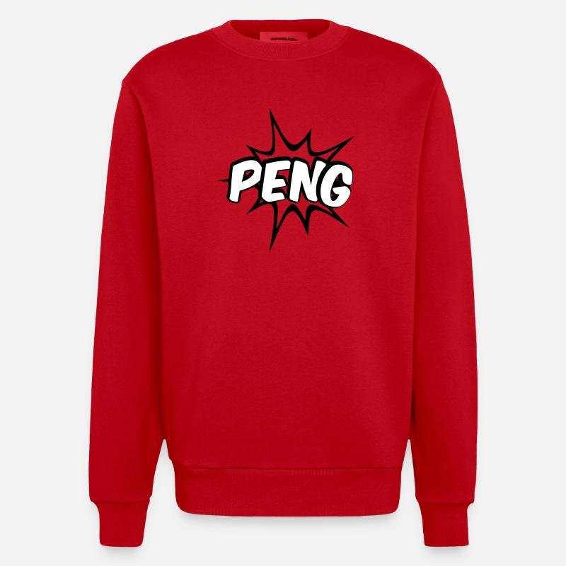 Peng Comic Design - Heavyweight Oversized Organic Crew Neck Made in EU - Rot