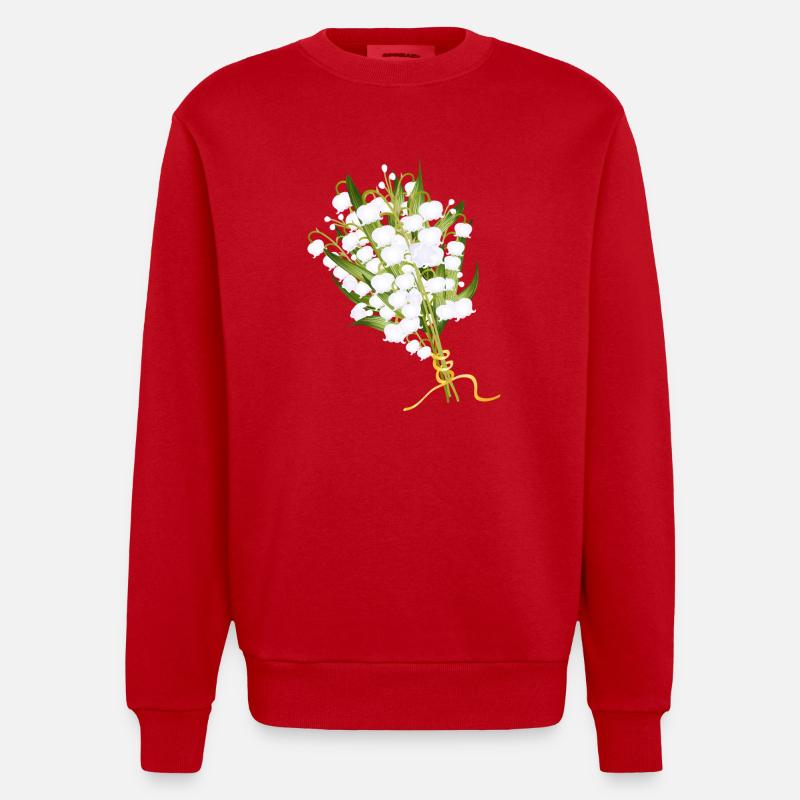 üppiger Maiglöckchen Strauß als Frühlingsgruß - Heavyweight Oversized Organic Crew Neck Made in EU - Rot