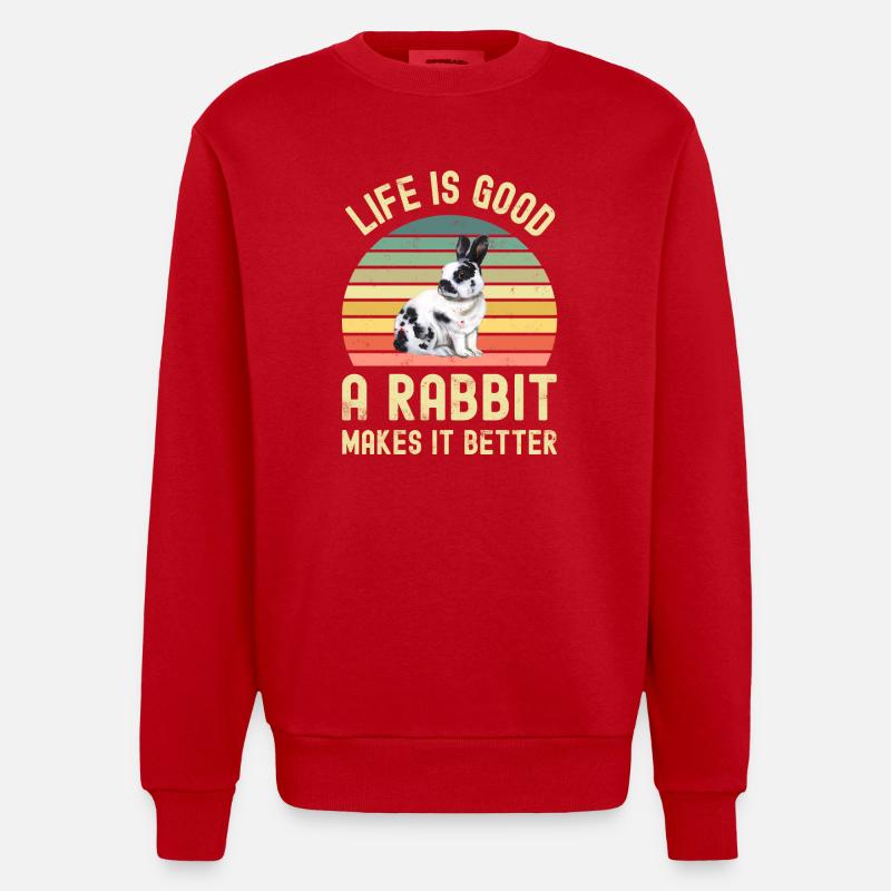 Rabbit Rabbit - Heavyweight Oversized Organic Crew Neck Made in EU - red