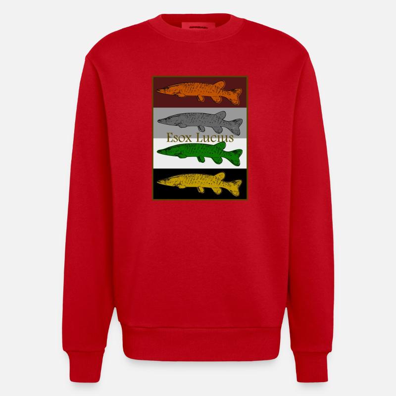 Buntes Hecht Design - Heavyweight Oversized Organic Crew Neck Made in EU - Rot