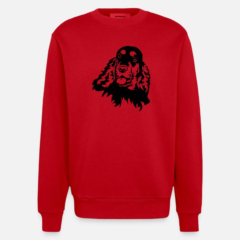 Cocker Spaniel Kopf - Heavyweight Oversized Organic Crew Neck Made in EU - Rot
