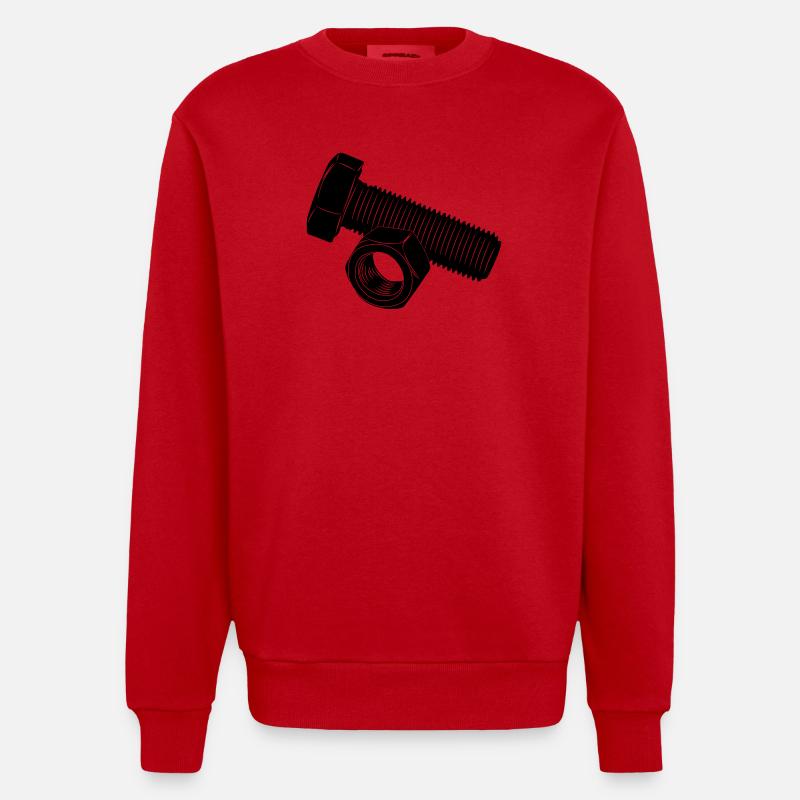 Schraube und Mutter - Heavyweight Oversized Organic Crew Neck Made in EU - Rot