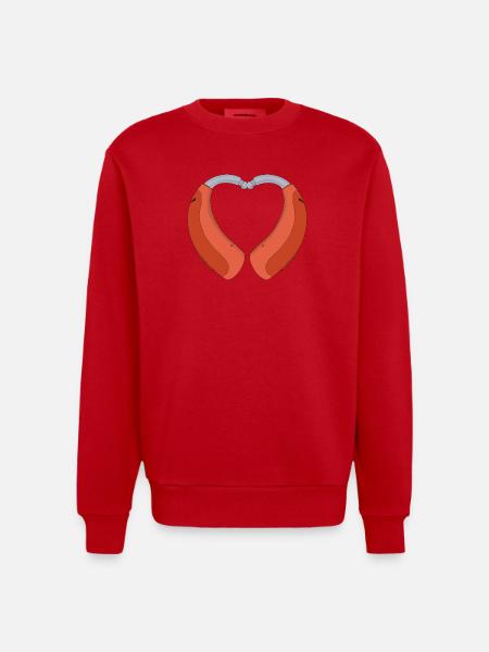 Heart Shaped Hearing Aid - Heavyweight Oversized Organic Crew Neck Made in EU - red